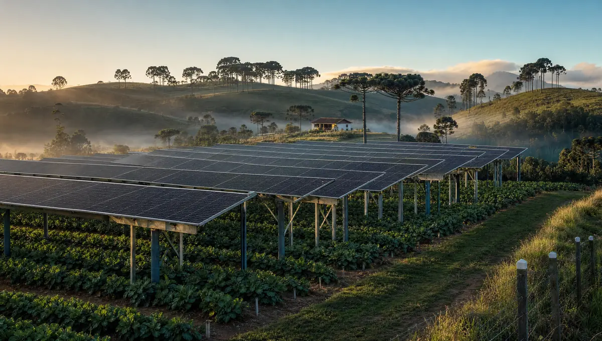 Usina sobre a lavoura ao amanhecer